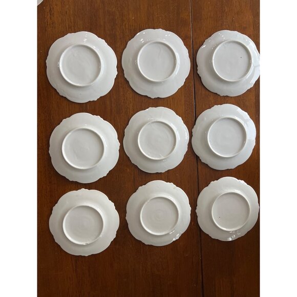 9 Antique Floral Porcelain Plates Pink Green Blue Bread/Butter Dessert Cake - Picture 5 of 8